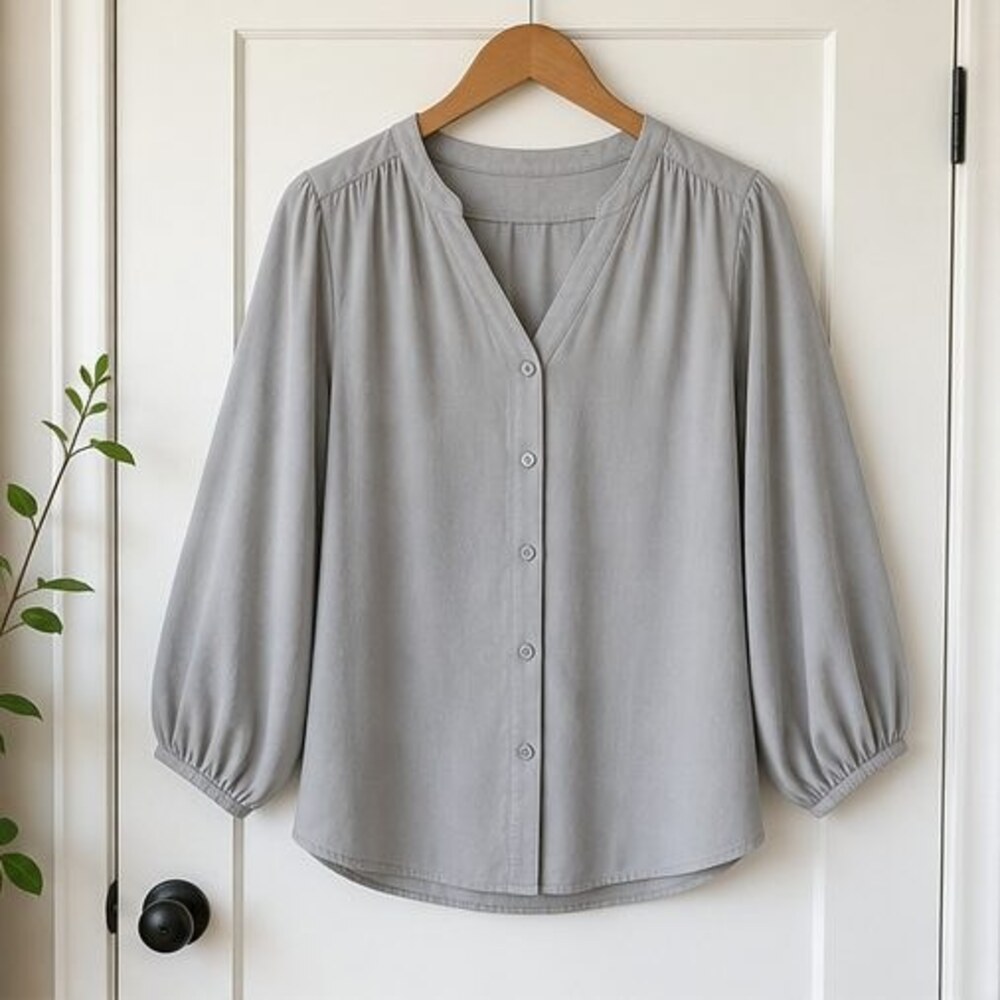Gray Button Blouse